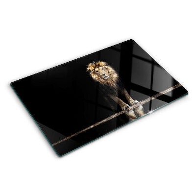 Planche à découper en verre Lion sur fond sombre