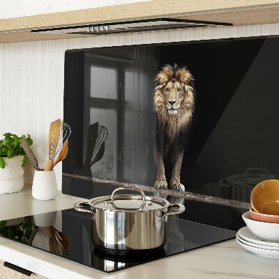 Planche à découper en verre Lion sur fond sombre