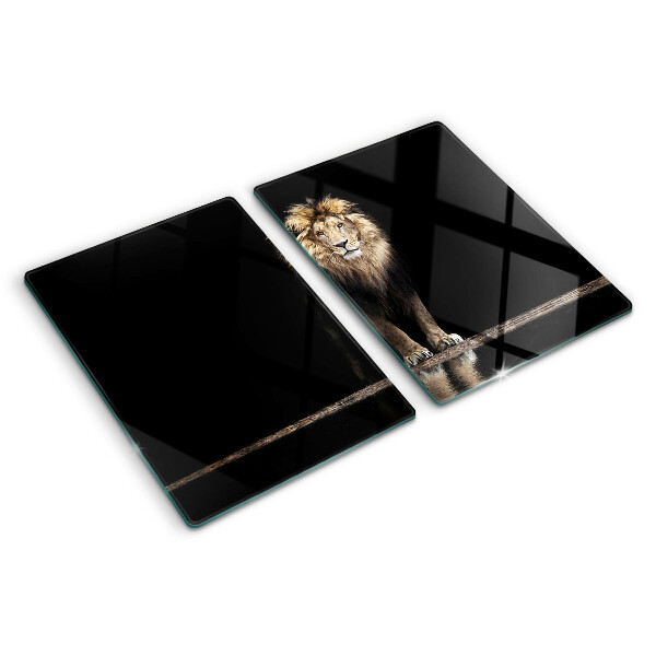 Planche à découper en verre Lion sur fond sombre