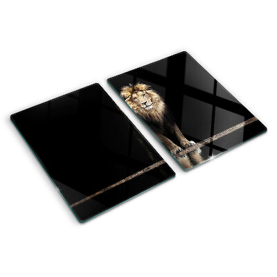 Planche à découper en verre Lion sur fond sombre