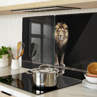 Planche à découper en verre Lion sur fond sombre