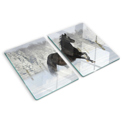 Planche à découper verre Un cheval dans un paysage hivernal
