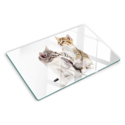 Planche à découper en verre Chats sur fond blanc