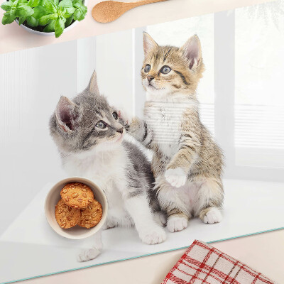 Planche à découper en verre Chats sur fond blanc