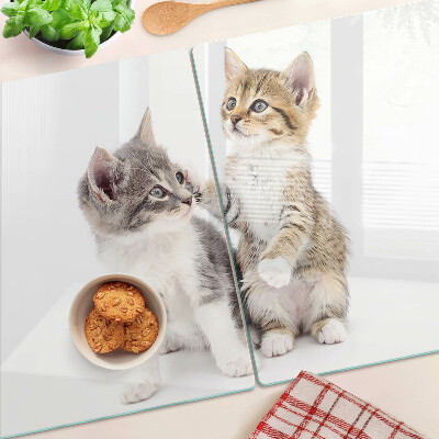 Planche à découper en verre Chats sur fond blanc