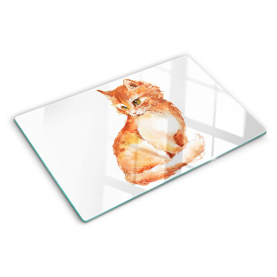 Planche à découper en verre Dessin d'un chaton roux