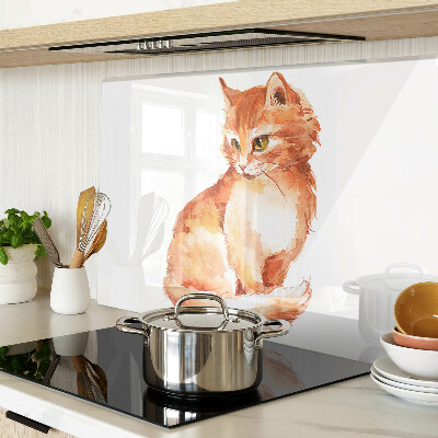 Planche à découper en verre Dessin d'un chaton roux