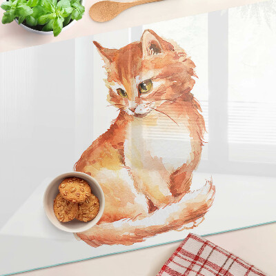 Planche à découper en verre Dessin d'un chaton roux