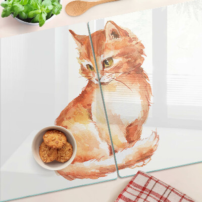 Planche à découper en verre Dessin d'un chaton roux