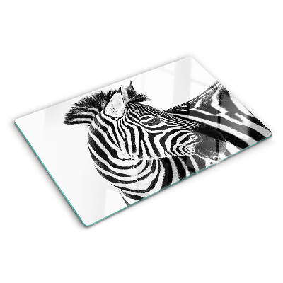 Planche à découper en verre Zèbre à rayures noires et blanches