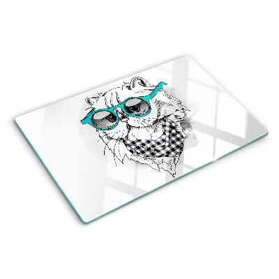 Planche à découper verre Dessin d'un chat portant des lunettes de soleil