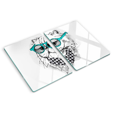Planche à découper verre Dessin d'un chat portant des lunettes de soleil
