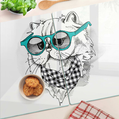 Planche à découper verre Dessin d'un chat portant des lunettes de soleil