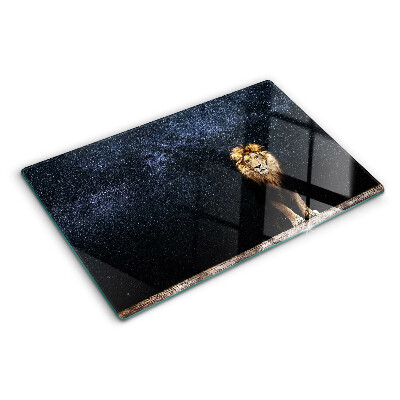Planche à découper en verre Le lion et le ciel plein d'étoiles