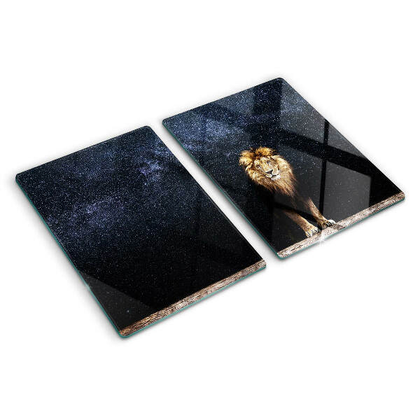 Planche à découper en verre Le lion et le ciel plein d'étoiles