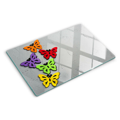 Planche à découper verre Motif de papillons colorés