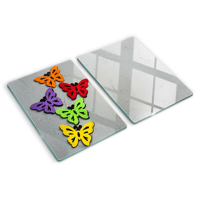Planche à découper verre Motif de papillons colorés