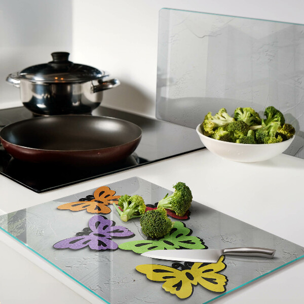 Planche à découper verre Motif de papillons colorés