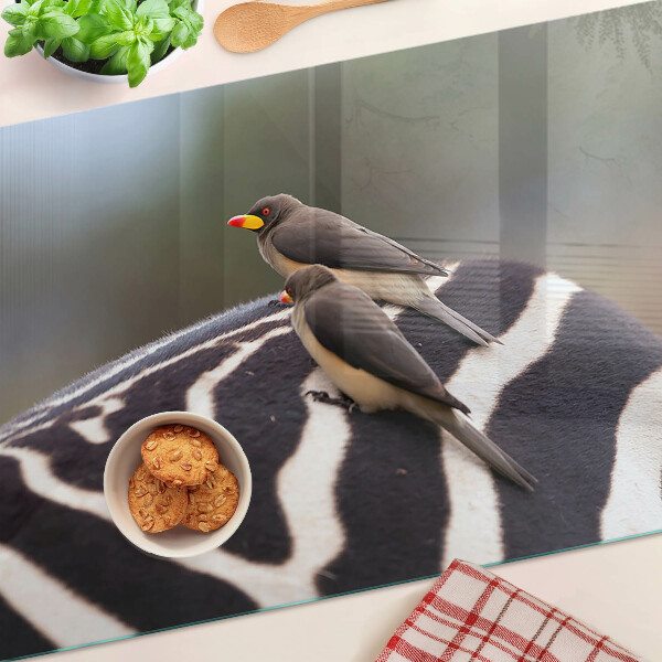 Planche à découper en verre Oiseaux sur un zèbre