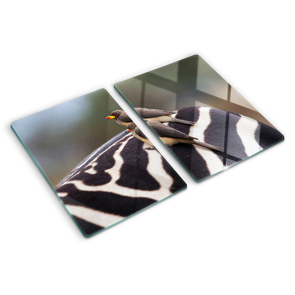 Planche à découper en verre Oiseaux sur un zèbre