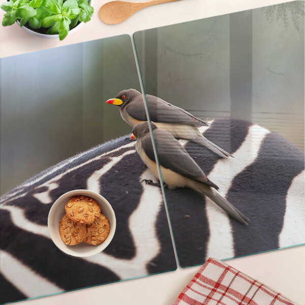 Planche à découper en verre Oiseaux sur un zèbre