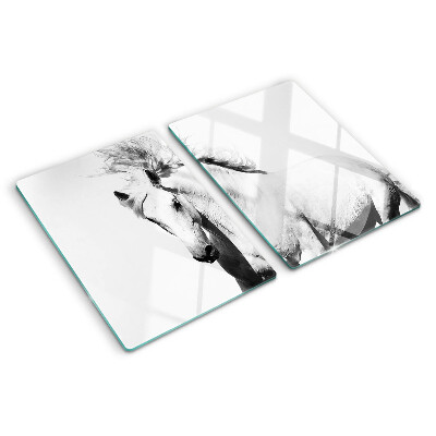 Planche à découper en verre Cheval en noir et blanc