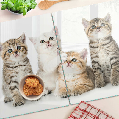 Planche à découper verre Un troupeau de chatons