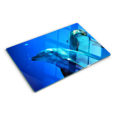 Planche à découper en verre Dauphins dans l'eau