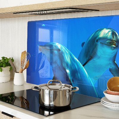 Planche à découper en verre Dauphins dans l'eau