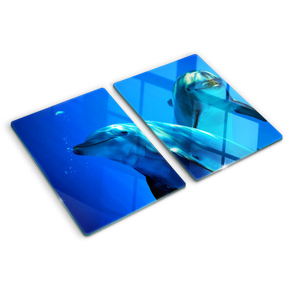 Planche à découper en verre Dauphins dans l'eau