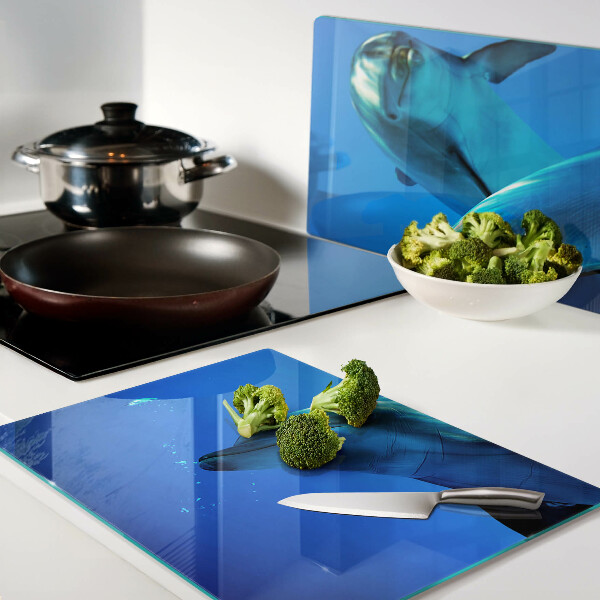 Planche à découper en verre Dauphins dans l'eau