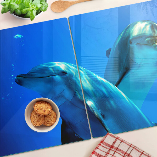 Planche à découper en verre Dauphins dans l'eau