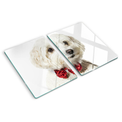 Planche à découper verre Un chien dans un pull avec un nœud