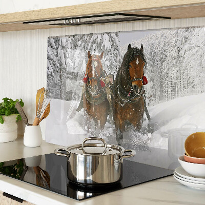 Planche à découper en verre Chevaux de trait dans la neige