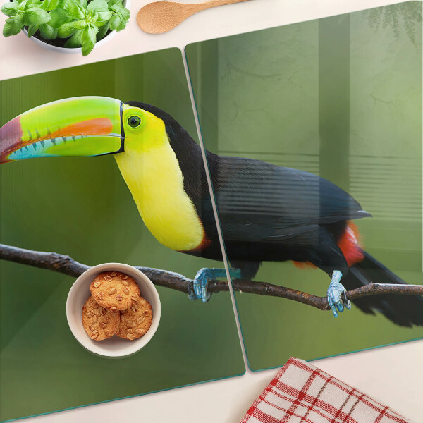 Planche à découper verre Toucan sur une branche