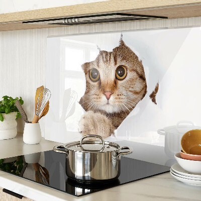 Planche à découper verre Un chat sortant d'un trou