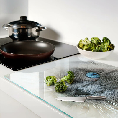 Planche à découper verre Un chat aux yeux bleus