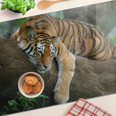Planche à découper verre Tigre sur un tronc d'arbre