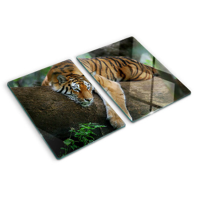 Planche à découper verre Tigre sur un tronc d'arbre