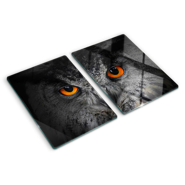 Planche à découper en verre Chouette aux yeux orange