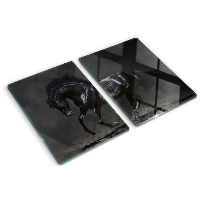 Planche à découper en verre Un cheval noir en mouvement