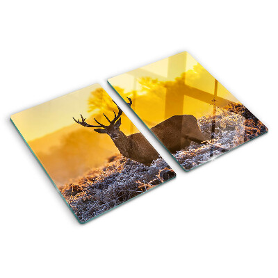 Planche à découper verre Un cerf sur fond de paysage matinal