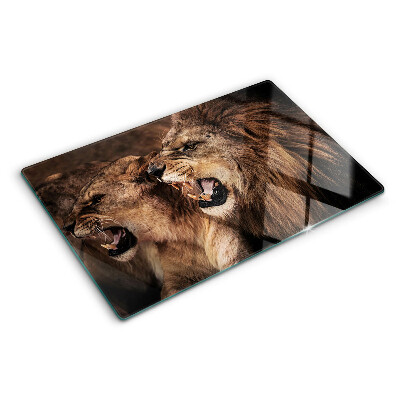 Planche à découper en verre Lions rugissants