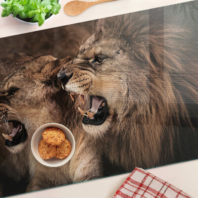 Planche à découper en verre Lions rugissants