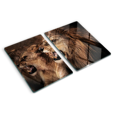 Planche à découper en verre Lions rugissants
