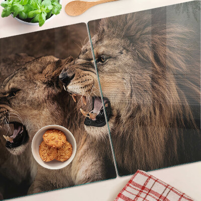 Planche à découper en verre Lions rugissants