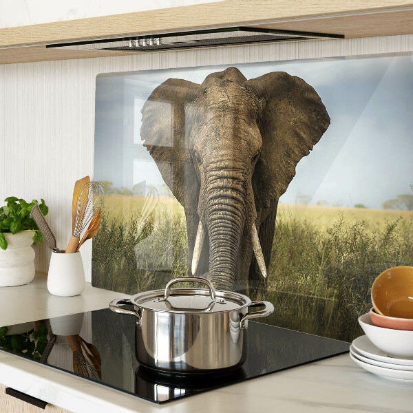 Planche à découper en verre Un éléphant sur fond de savane africaine