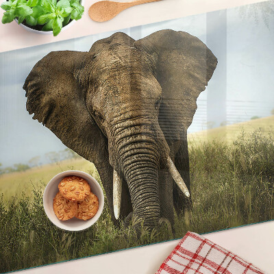 Planche à découper en verre Un éléphant sur fond de savane africaine