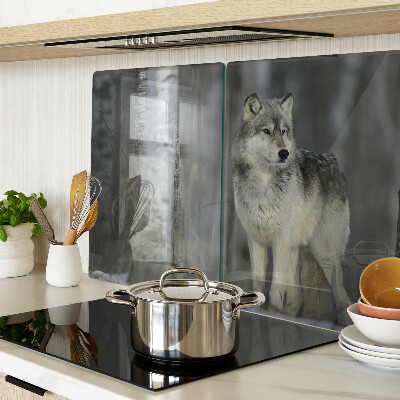 Planche à découper verre Un loup dans un décor forestier