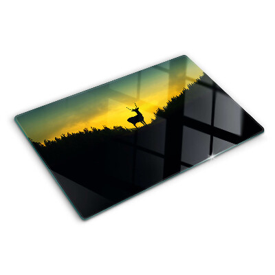 Planche à découper en verre Cerf contre le soleil couchant